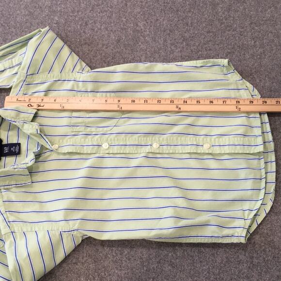 Gap Boys Sz XS 4/5 Green and Blue Button Striped Shirt 100% Cotton‎ - Picture 9 of 10